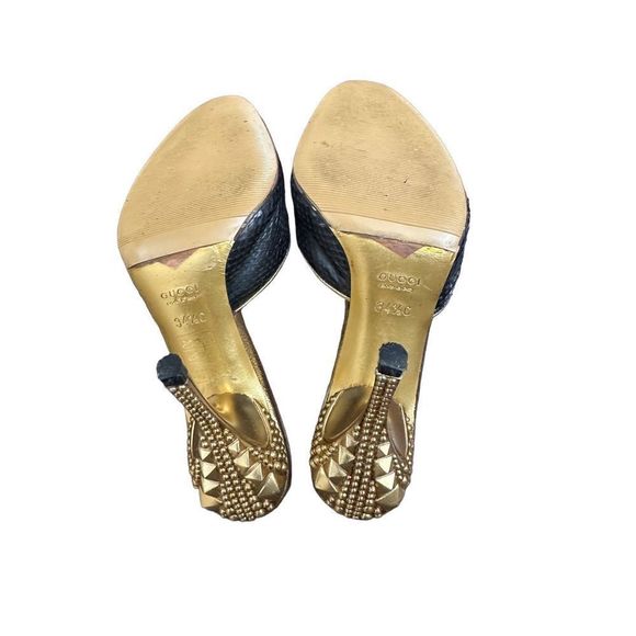 Gucci Tom Ford Leather Studded Mules Heels 341/2 C - Picture 4 of 10